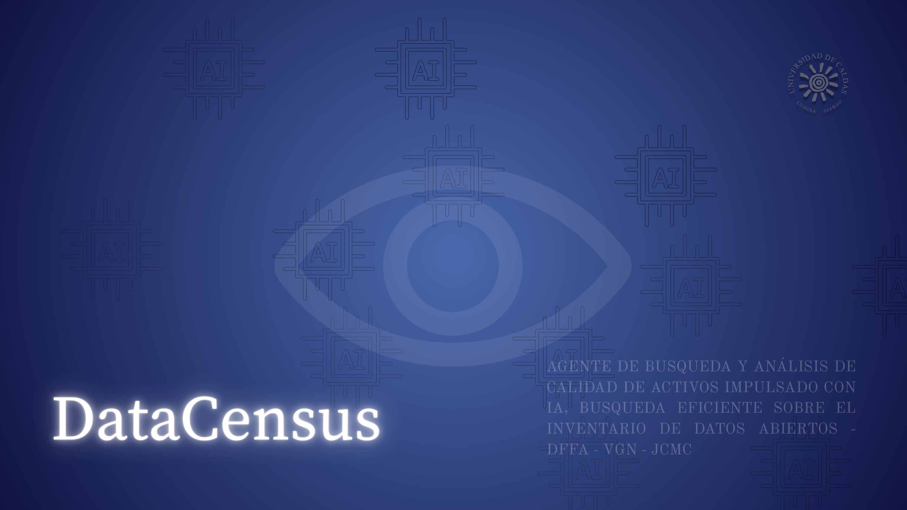 Logo DataCensus con el logo de la Universidad de Caldas