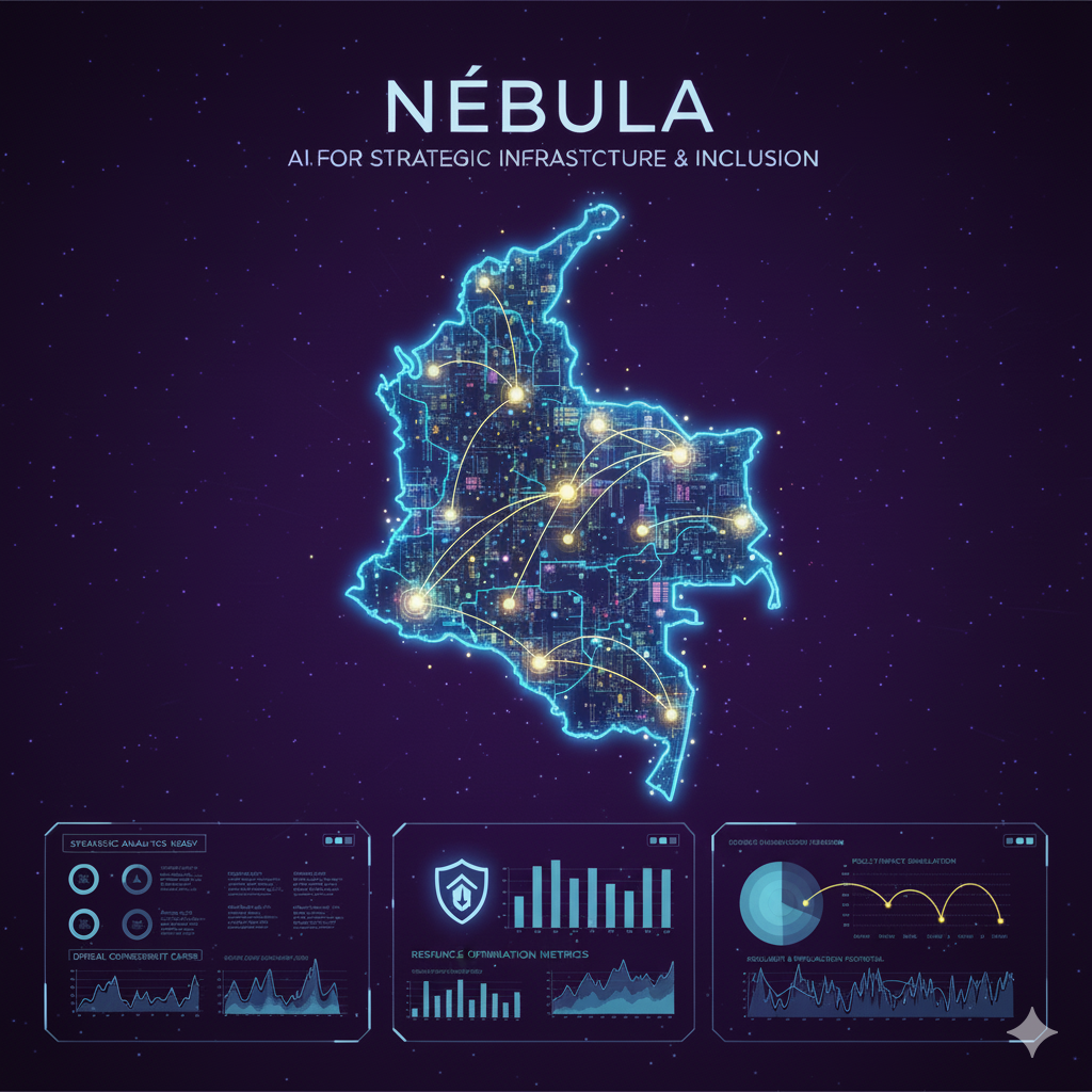 Mapa de colombia con conexiones y gráficos