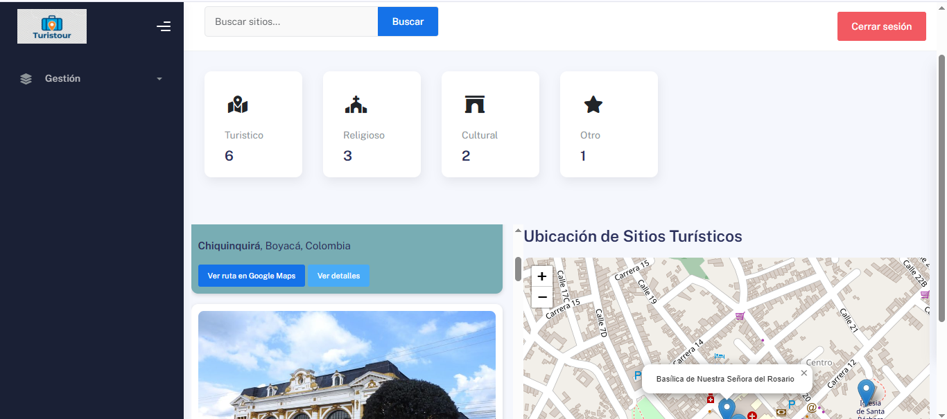 Imagen de la interfaz interactiva a la cual tienen acceso los turistas