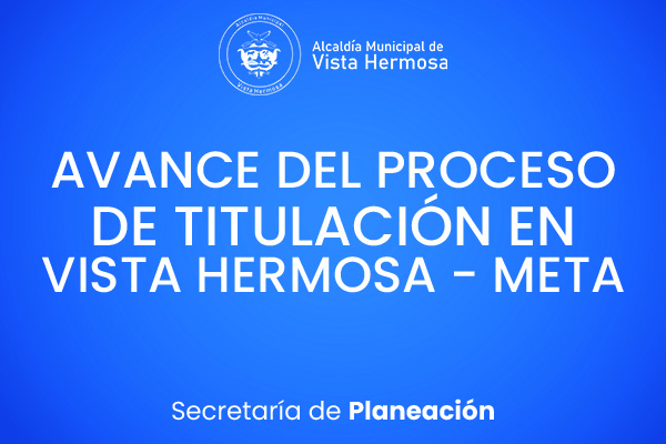 Avance del proceso de titulación en Vista Hermosa - Meta