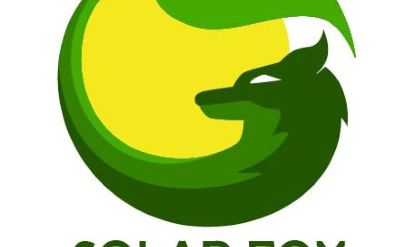 Logotipo de Solar Fox, representando una fusión moderna y estilizada de un sol y un zorro